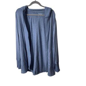 Athleta Womens uptempo wrap blue Hooded Open Cardigan Lightweight Long Sleeve L